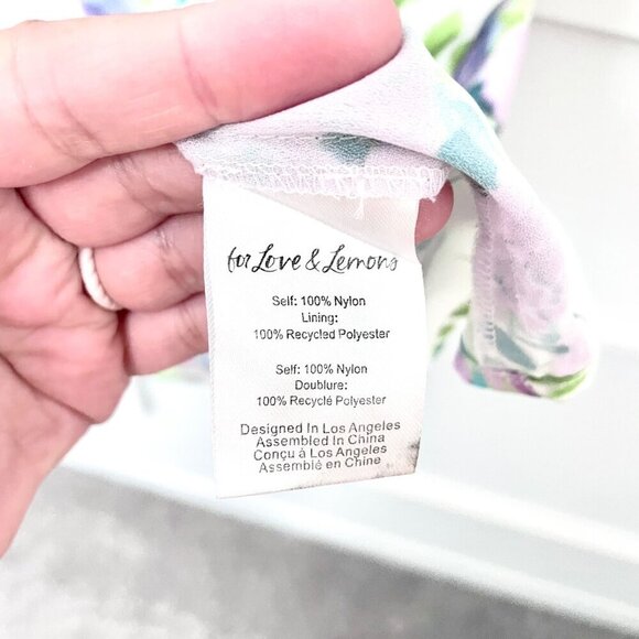 For Love & Lemons Blue Green Floral Mini Slip Dress Size XS - Picture 3 of 5